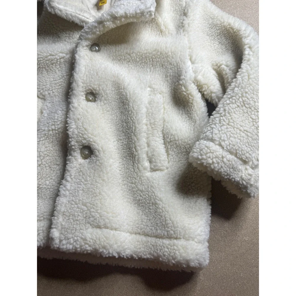 Polo Ralph Lauren Kids Sherpa‎ Fleece Jacket Cream White Button Up Coat Size 6
